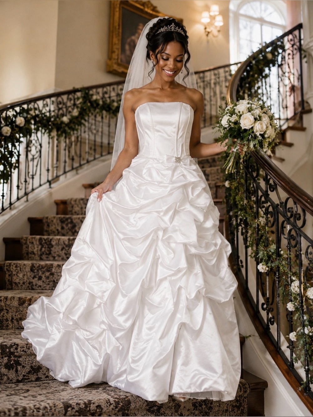 David's Bridal Strapless Gown Style 7T1904 Size 0P NEEDS TO BE CLEANED